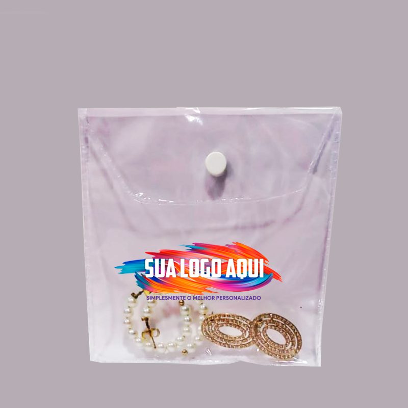 Embalagem plástica transparente 9,5 x 15cm em PVC cristal+ Logo
