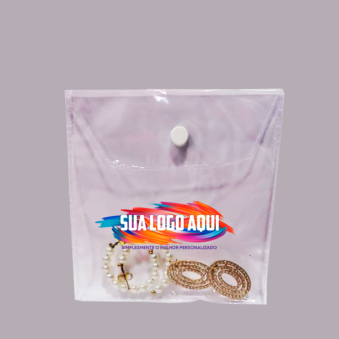 Embalagem plástica transparente 9,5 x 15cm em PVC cristal+ Logo